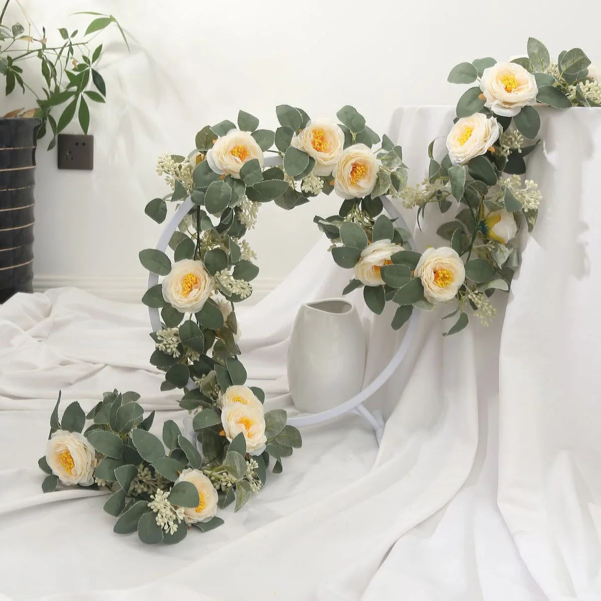 soie simulation rose fausse fleur vignes décoratives artificielles - vue 1 sur 11