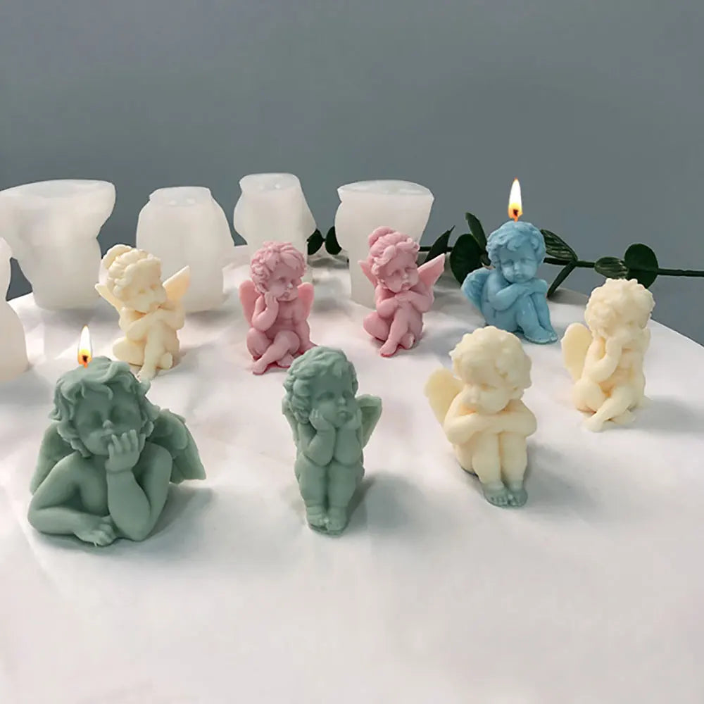 moule en silicone pour bougies parfumées d'ange et décorations en résine - vue 3 sur 11