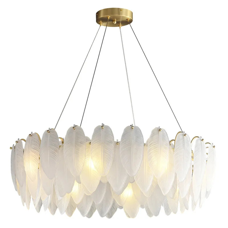 Feather Glass Led Chandelier Pendant Lights Suspension Hanging Lamp for Living Room Bedroom - vue 1 sur 12