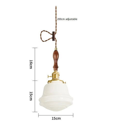 Suspension nordique moderne douille en cuivre abat-jour en verre blanc chambre salon suspension LED luminaires - vue 16 sur 30