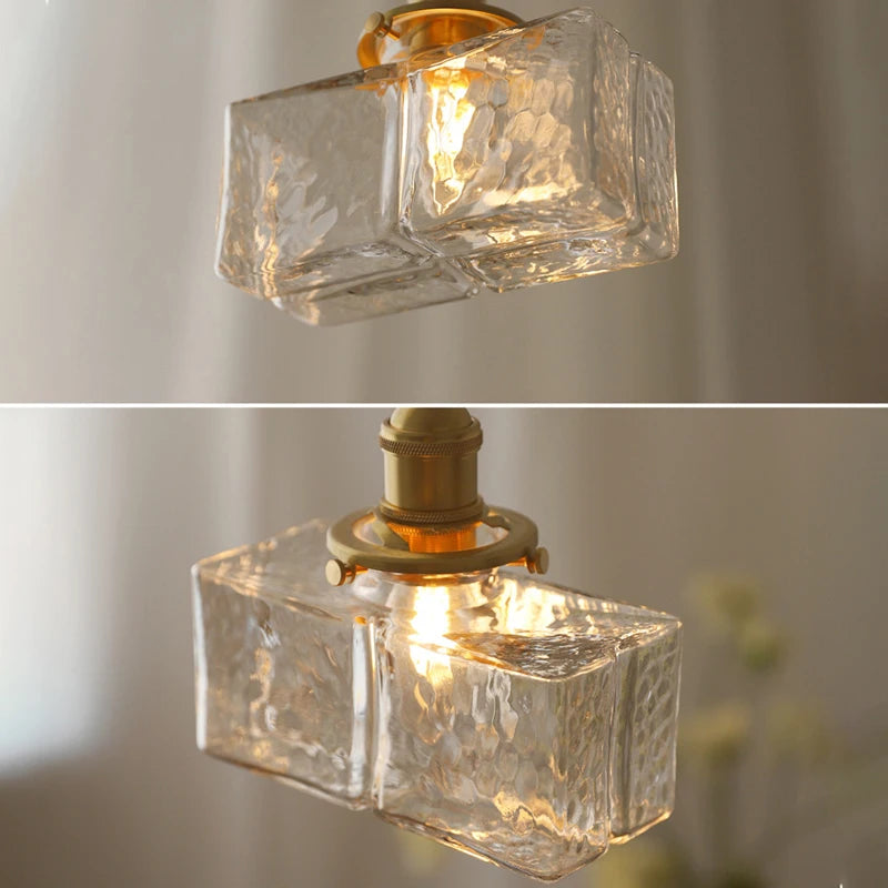 suspension rétro avec abat-jour en verre - vue 4 sur 9