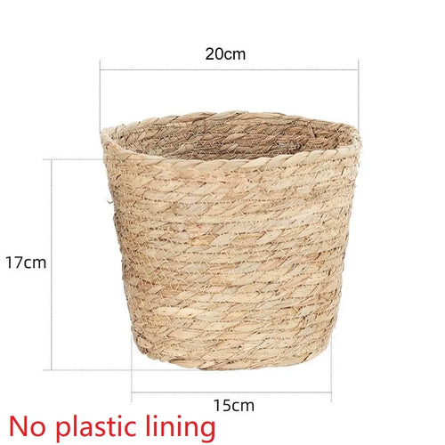 panier décoratif en herbe tressée pour fleurs et rangement - vue 13 sur 13