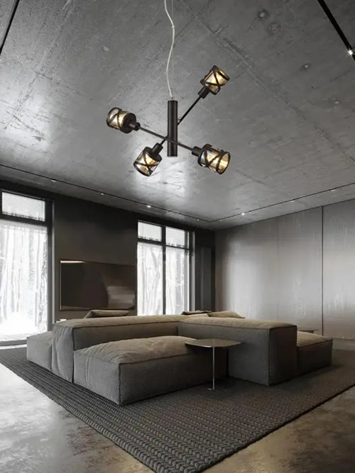lustre moderne industriel créatif abat-jour réglable en verre - vue 2 sur 7