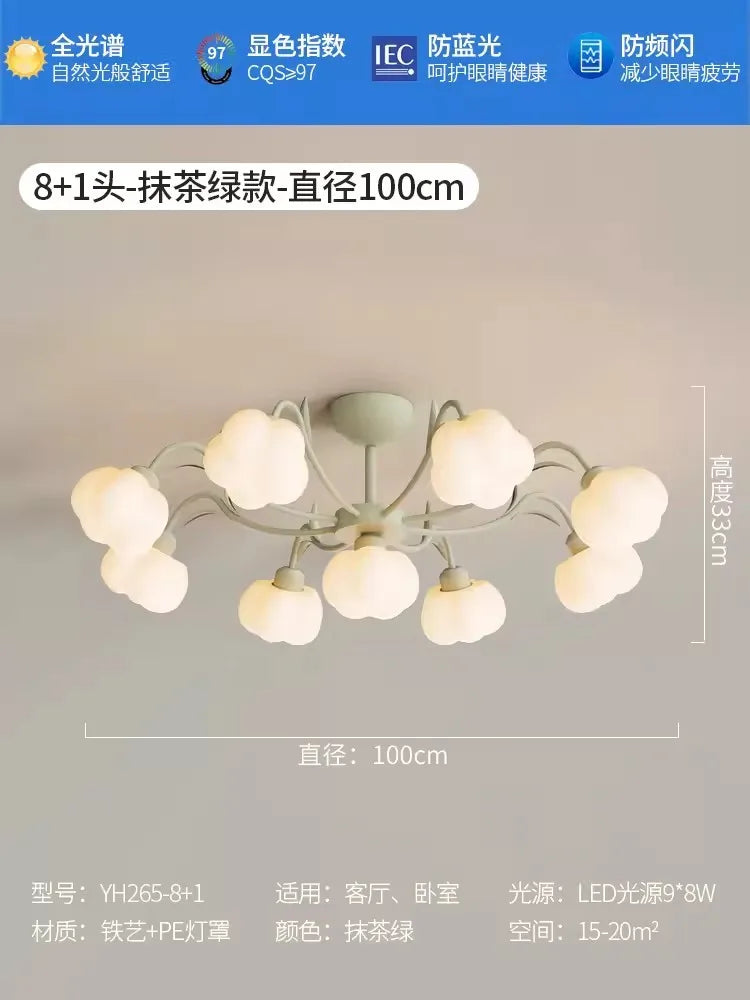 plafonnier moderne à LED avec couverture en coton décorative - vue 10 sur 12