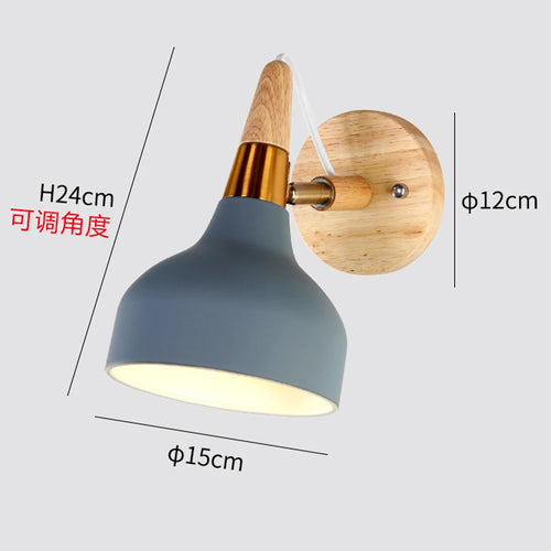 Lampe de chevet nordique applique murale en bois moderne E27 tête de direction applique murale pour chambre salon maison éclairage intérieur LED - vue 12 sur 18