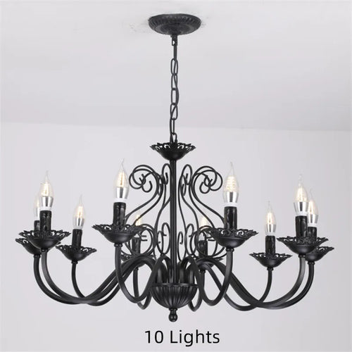 lustre rétro en fer forgé style campagnard américain pour décoration intérieure - vue 10 sur 12