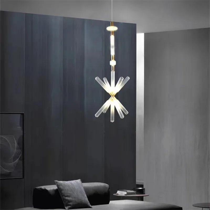 suspension tubes lumineux en verre transparent design nordique réglable - vue 4 sur 20