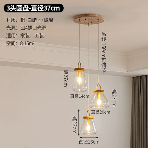 suspension abat-jour en verre transparent style art déco pour éclairage intérieur - vue 12 sur 11
