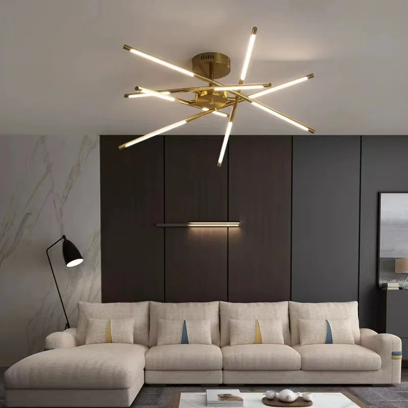 lustre design en forme de bâton avec luminaires led - vue 2 sur 24