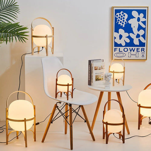 lampe sur pied bois moderne art éclairage table salon étude chambre portable - vue 3 sur 8