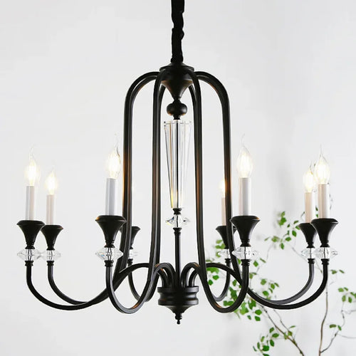 lustre rétro en cristal avec lampes led pour salon luxueux - vue 5 sur 14