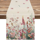 Chemin de table floral aquarelle papillons style printanier