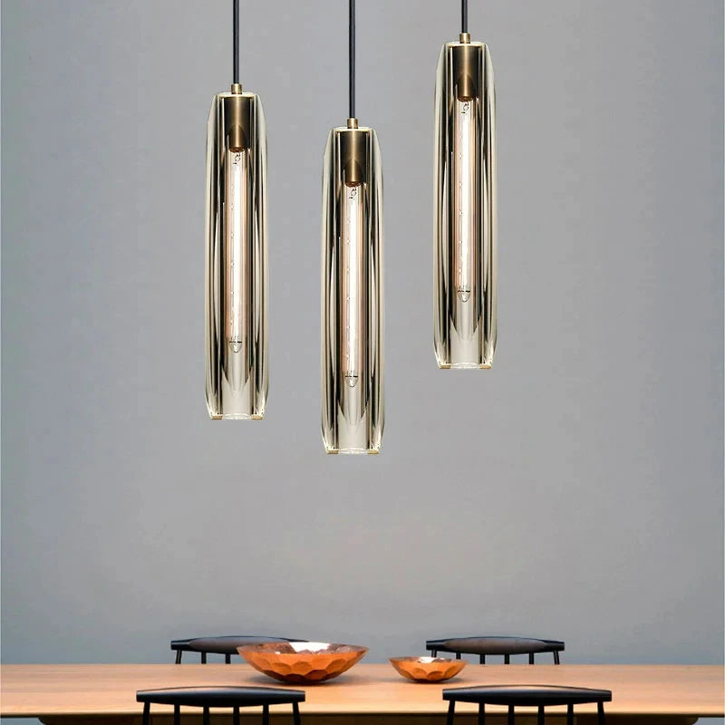 suspension en cristal de luxe design long - vue 5 sur 7