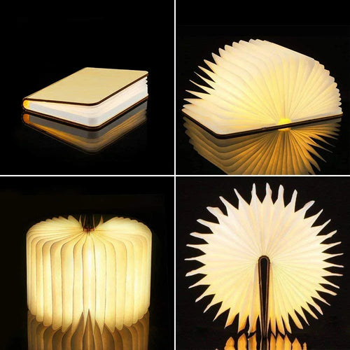 3D pliant créatif LED veilleuse RGB couleur USB Recharge en bois livre lumière décor chambre bureau lampe de Table pour enfant cadeau d'anniversaire - vue 4 sur 10