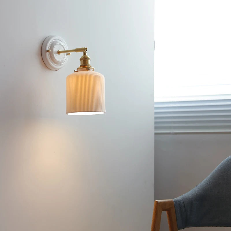Applique LED nordique japonaise cuivre blanc - vue 5 sur 23