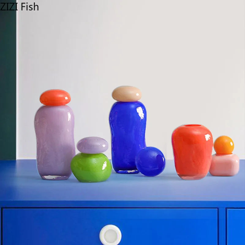 vase en verre décoratif pour arrangement de fleurs artificielles - vue 5 sur 9