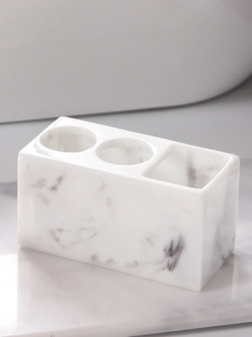 support brosse à dents créatif en résine marbrée multifonction - vue 7 sur 7