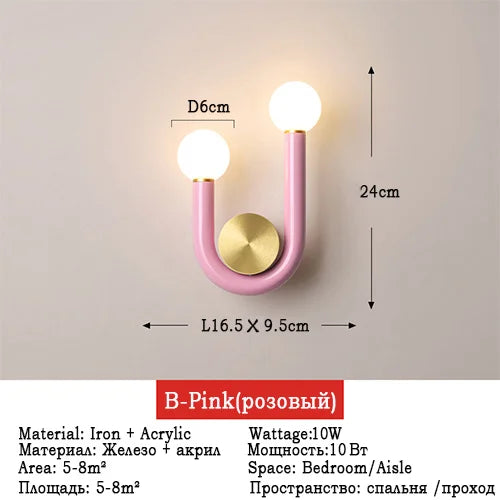 applique murale led créative en forme de u pour décoration enfant - vue 8 sur 11
