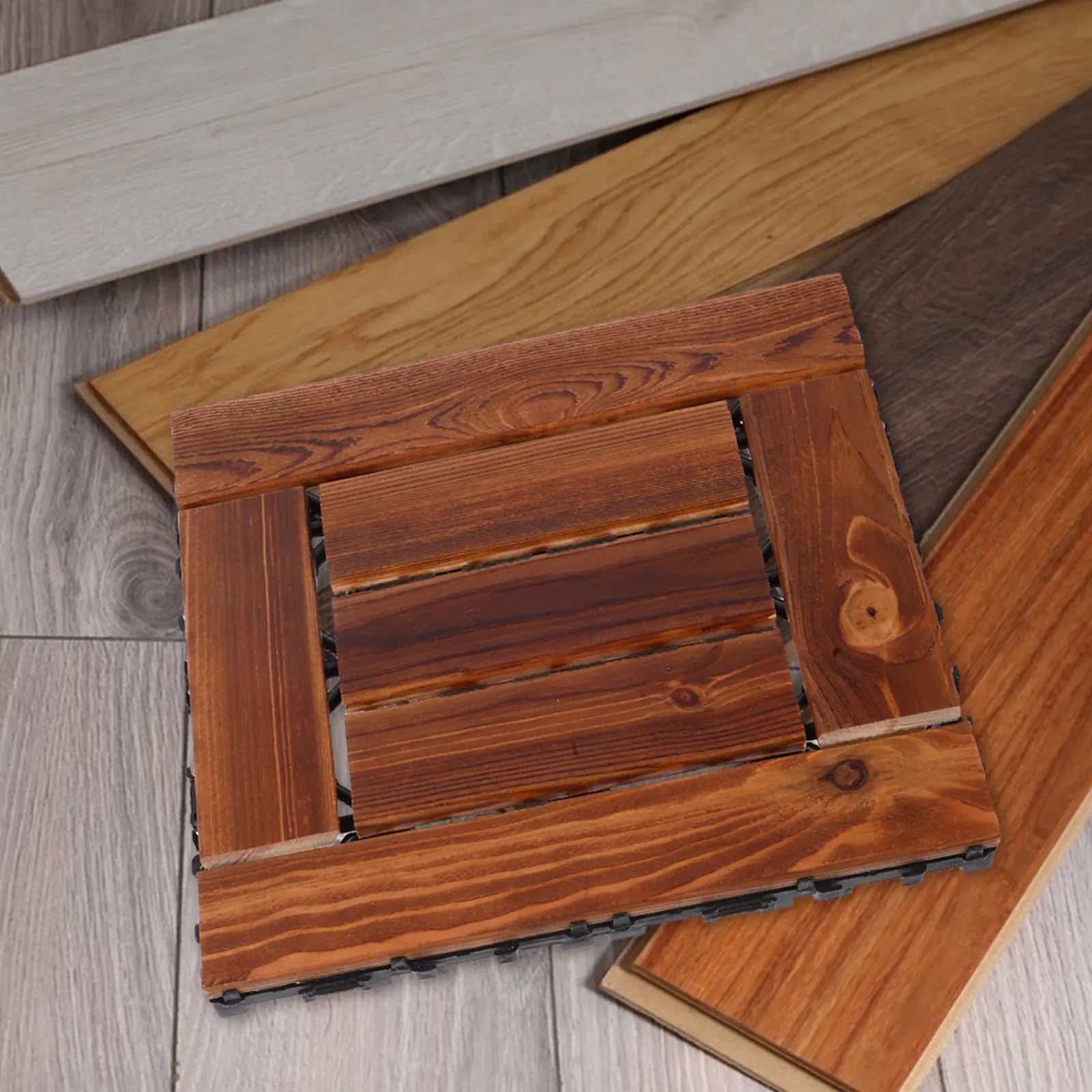 Dalles terrasse bois emboitables 30x30x15cm ultra résistantes