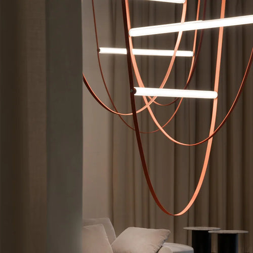 lustre design italien avec lampe à led tube - vue 3 sur 14