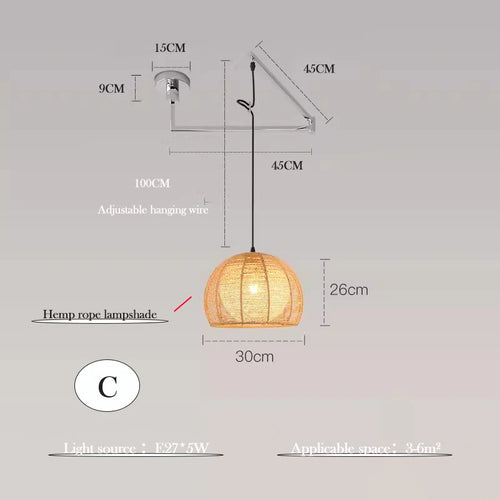 lustre minimaliste extensible rotatif avec bras pivotant pliable - vue 12 sur 13
