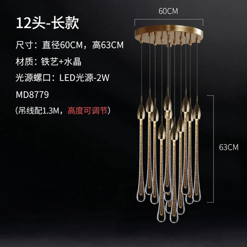 suspension design en verre en forme de gouttelettes d'eau élégante - vue 13 sur 12