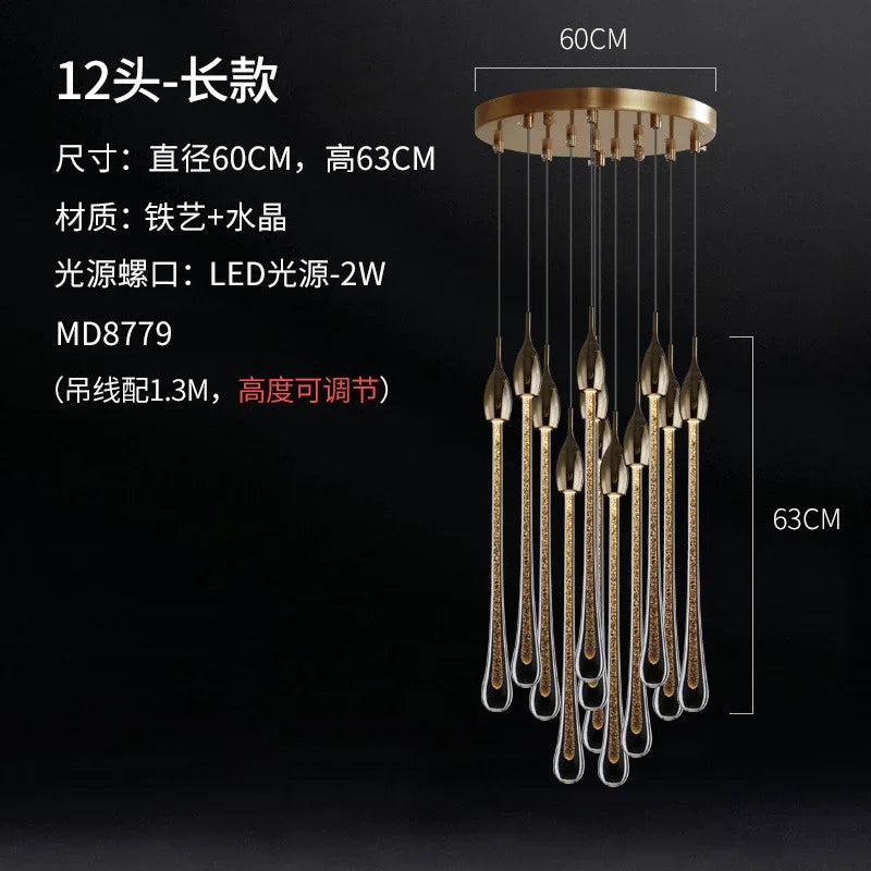 suspension design en verre en forme de gouttelettes d'eau élégante - vue 12 sur 12