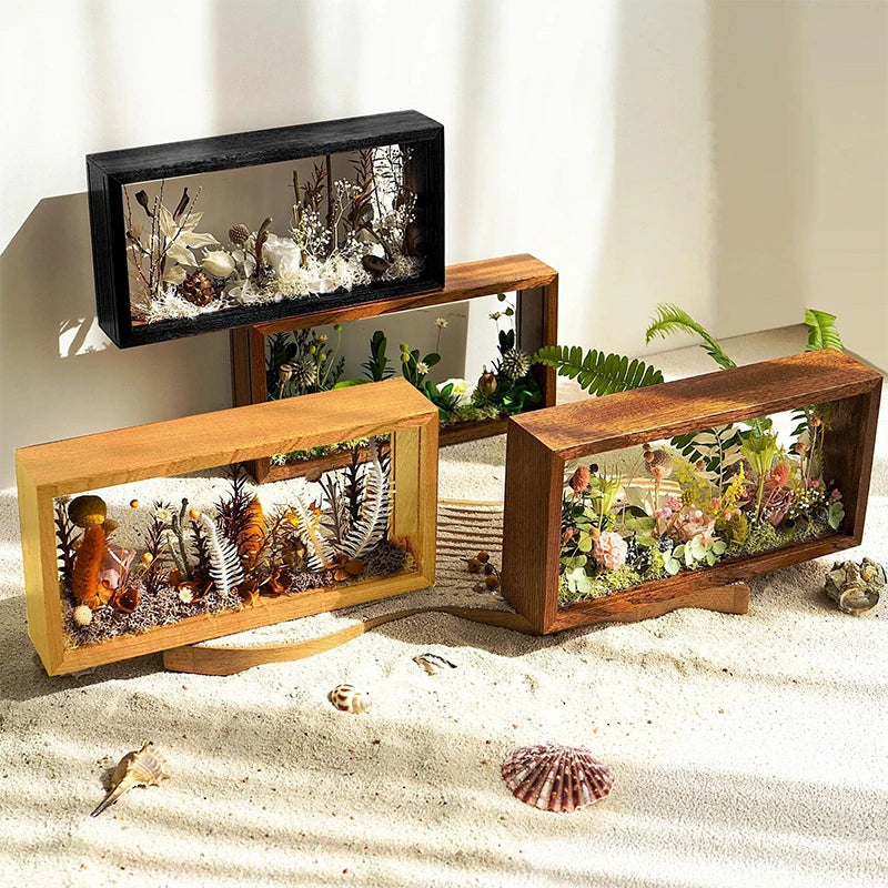 cadre photo flottant transparent avec fleurs séchées décoratif et artisanal - vue 6 sur 10