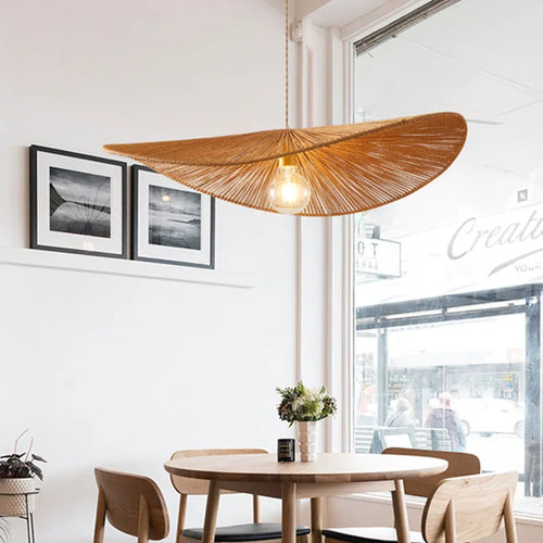 lampe suspendue en rotin tissé style sud-est asiatique - vue 4 sur 8