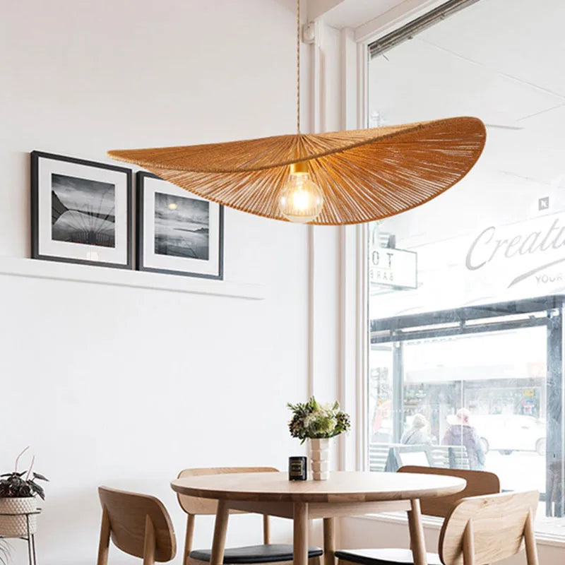 lampe suspendue en rotin tissé style sud-est asiatique - vue 4 sur 8