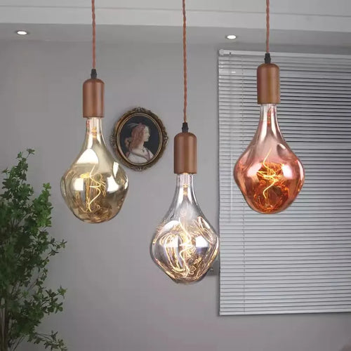 lustre en verre d'art rétro en bois massif créatif pour décoration intérieure - vue 3 sur 25