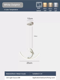 suspension led enfant motif dauphin et ours
