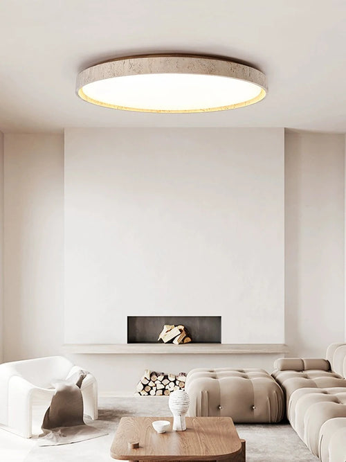 Led plafonnier pierre Downlight monté en Surface rétro luminaires noyer bûche bois couleur chambre salon grande lumière - vue 4 sur 13