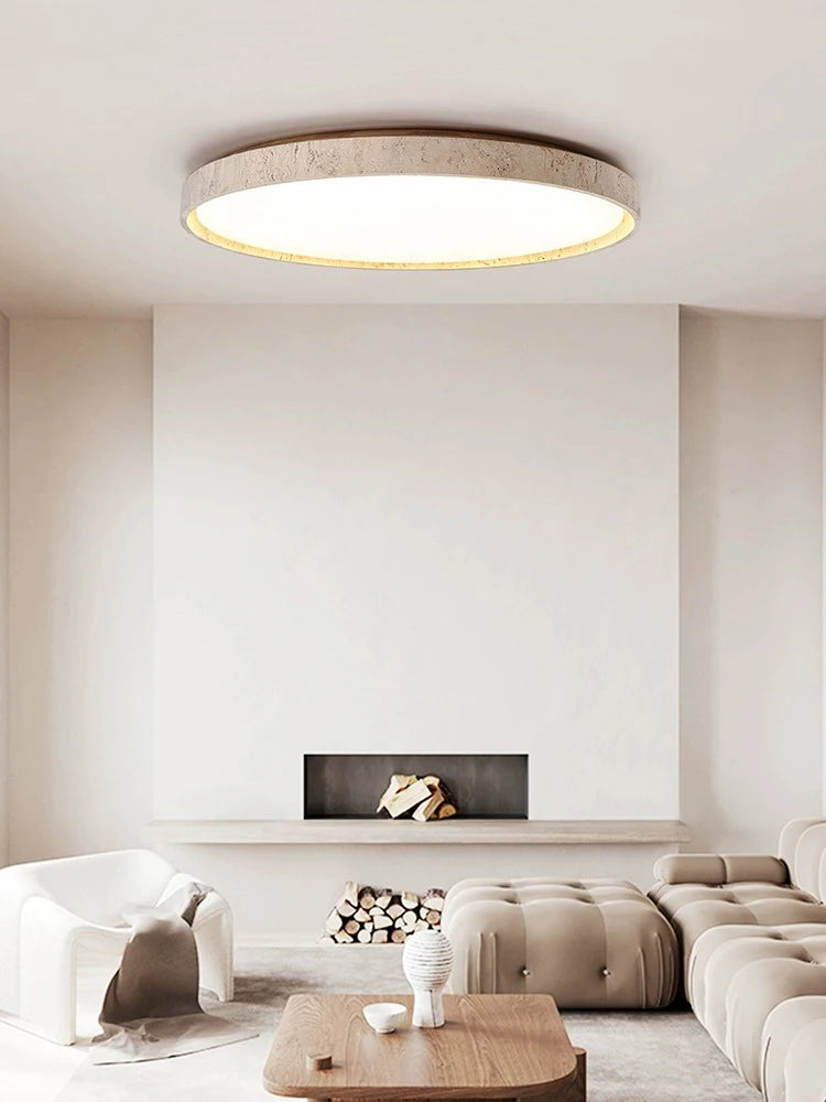 Led plafonnier pierre Downlight monté en Surface rétro luminaires noyer bûche bois couleur chambre salon grande lumière - vue 3 sur 13