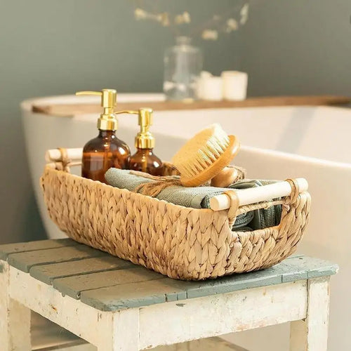 panier en jacinthe d'eau pour rangement aliments et collations - vue 2 sur 7