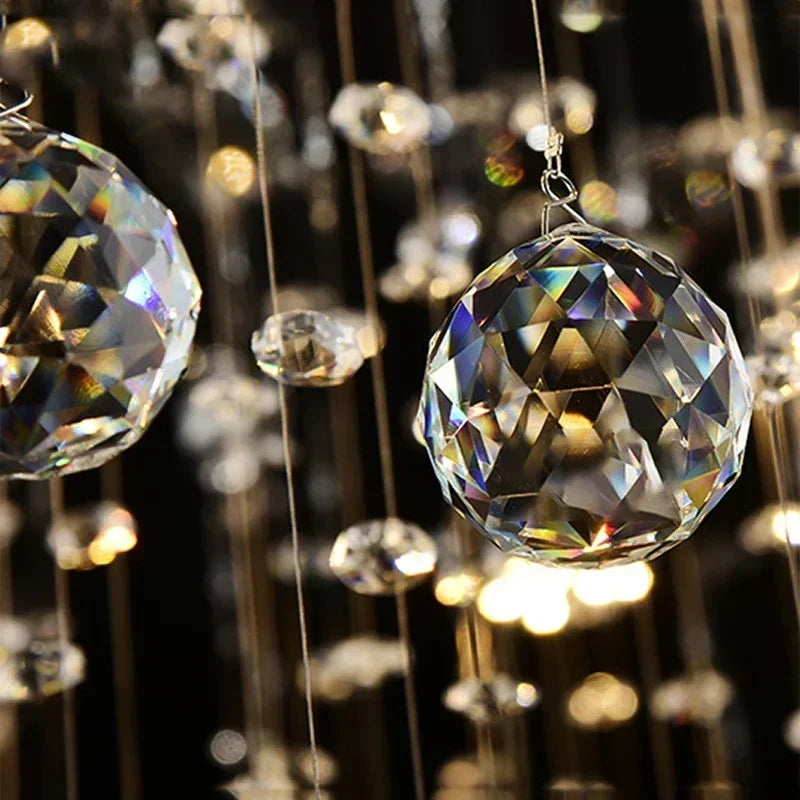 lustre à led avec boules de cristal pour intérieur moderne - vue 6 sur 12