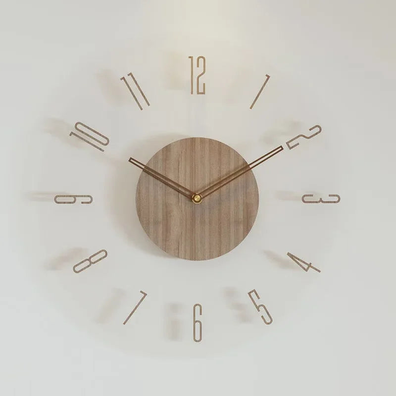 montre murale luxe en bois design moderne silencieuse quartz créative - vue 6 sur 11