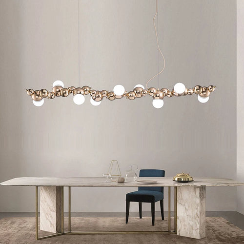 suspension design art déco en or chromé pour éclairage moderne - vue 4 sur 16