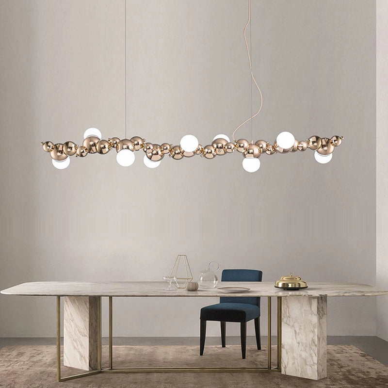suspension design art déco en or chromé pour éclairage moderne - vue 3 sur 16