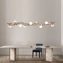 suspension design led art déco en or chromé pour intérieur élégant