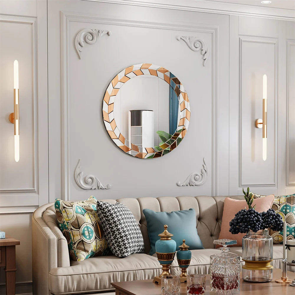 miroir mural décoratif moderne motif soleil design élégant - vue 4 sur 7