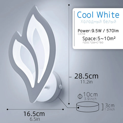 applique murale led moderne en forme de feuille pour éclairage intérieur
