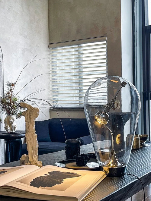 lampe de bureau magnétique moderne en verre transparent réglable - vue 3 sur 8
