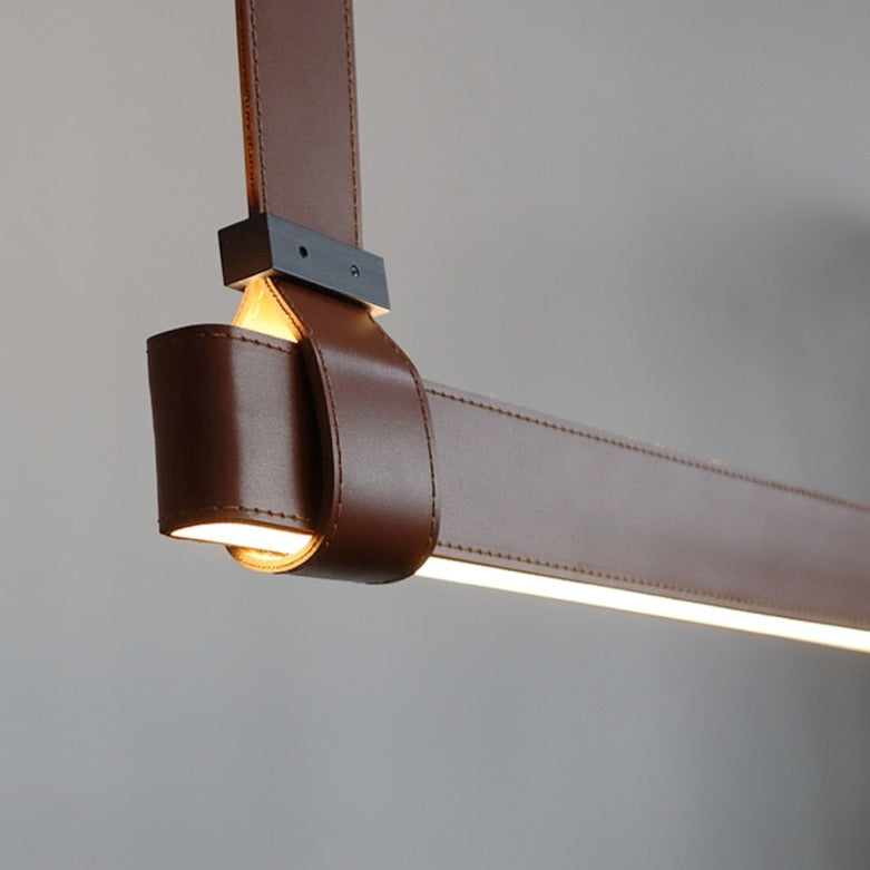 Lustre moderne LED minimaliste en cuir Crosby - vue 4 sur 6