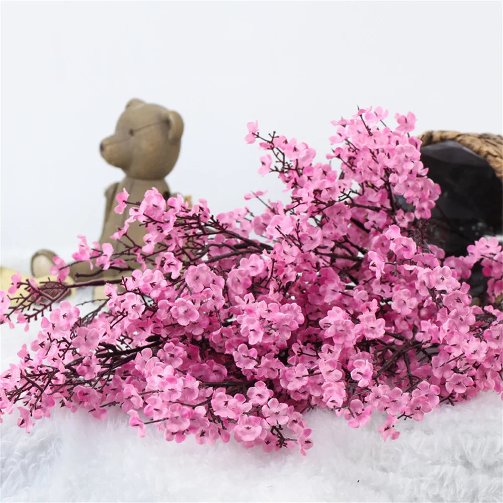 fleurs artificielles cerisier gypsophile décoration mariage vase DIY - vue 2 sur 14
