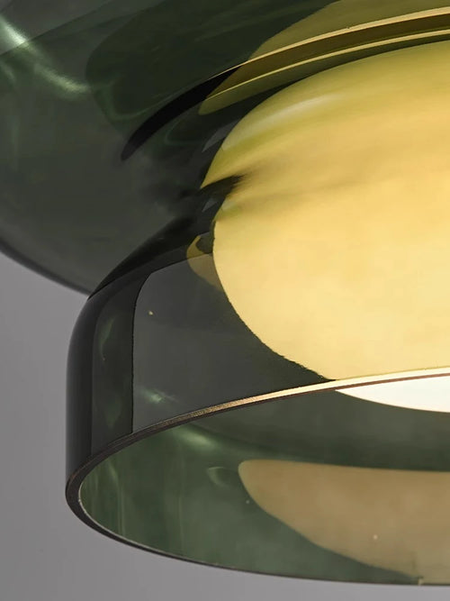 Suspension en verre vert moderne - vue 5 sur 9