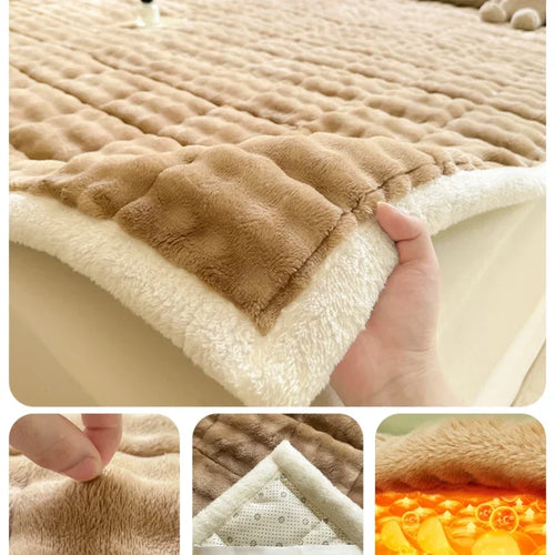 surmatelas chaud en velours pour lit double antidérapant et pliable - vue 11 sur 12