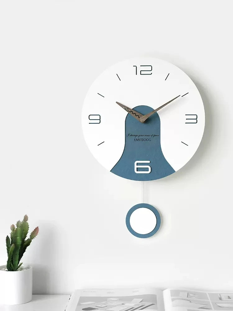 horloge murale silencieuse en bois massif design créatif - vue 4 sur 11