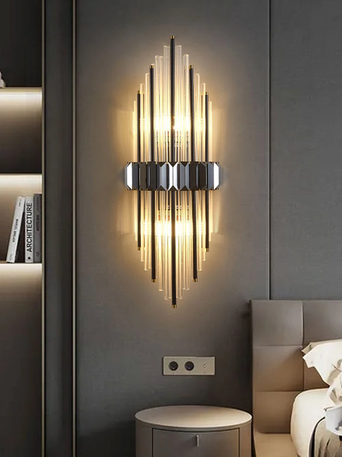 applique murale moderne en acier inoxydable et cristal décoratif - vue 3 sur 14