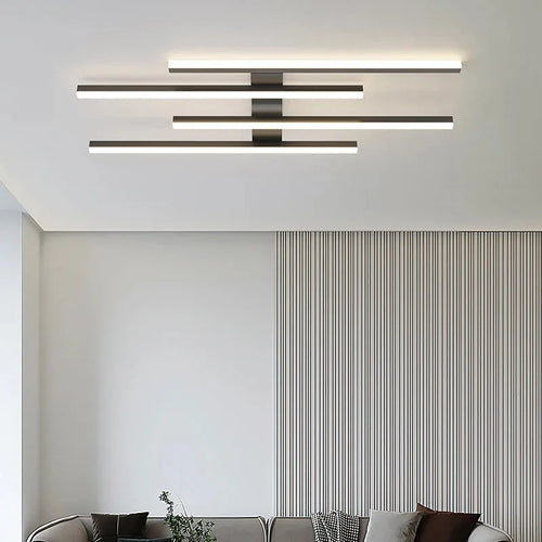 plafonnier design moderne en fer noir pour intérieur - vue 3 sur 14